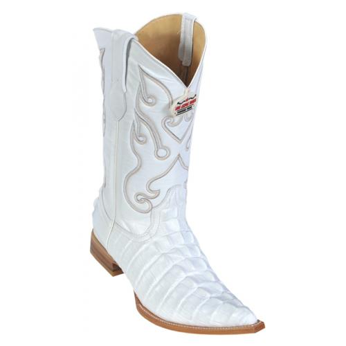 Los Altos White   All-Over Alligator Tail Print Cowboy Boots 3050128